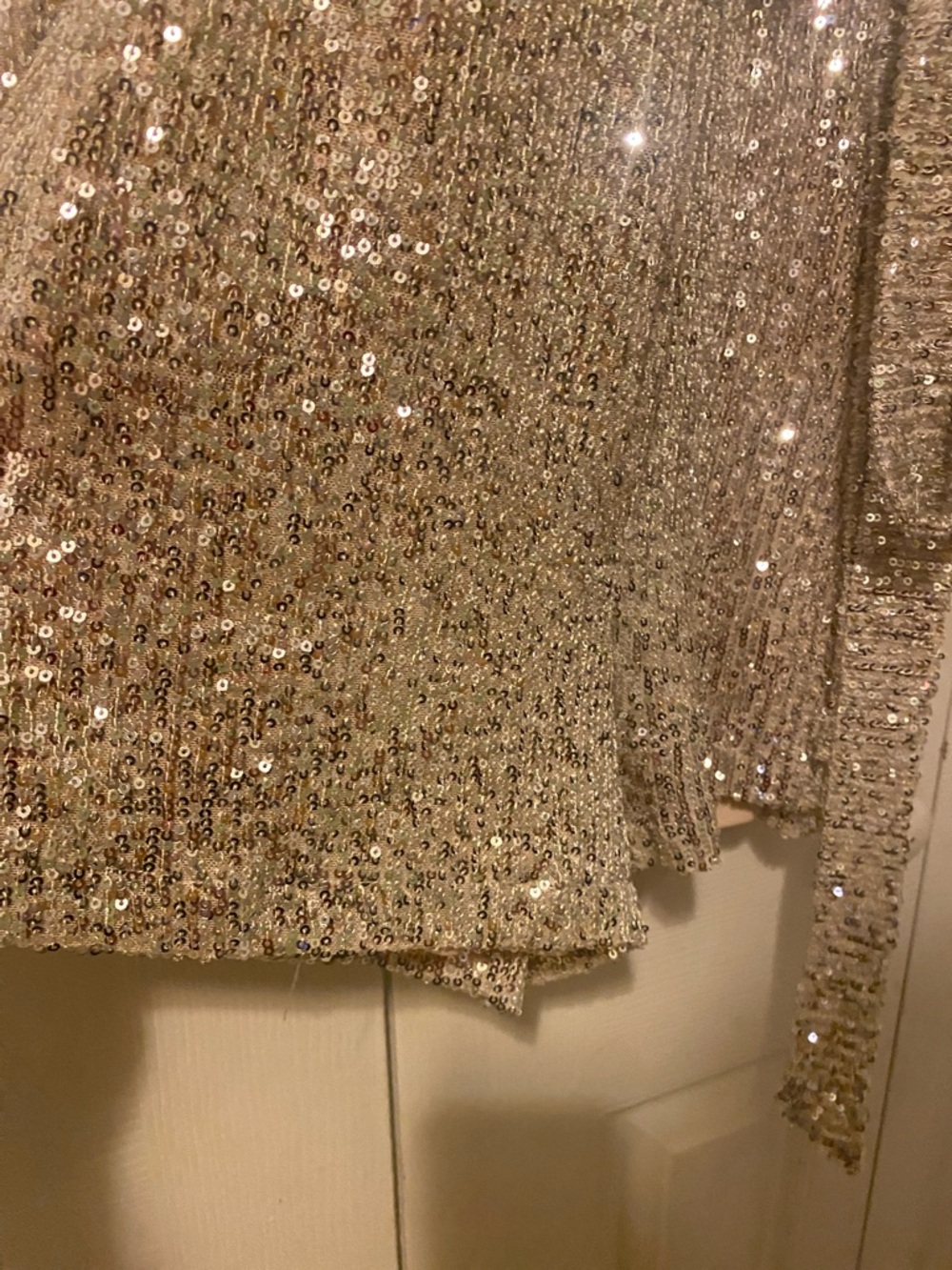 Sequin Faux Wrap Romper in Champagne - Picture 4 of 7